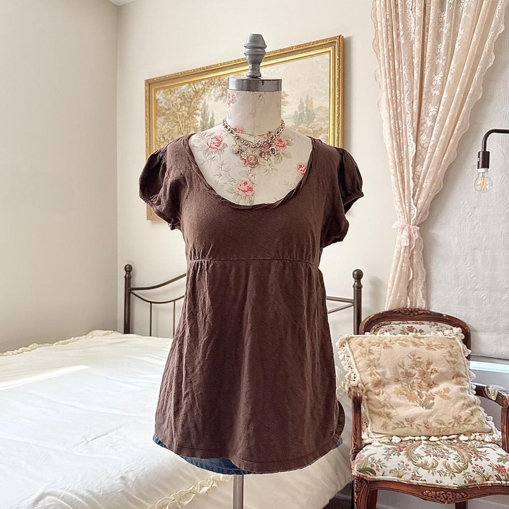 Brown Babydoll Top  Y2K OP size XL brown babydoll top